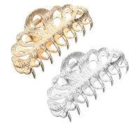 NIYANGLE Pinzas Pelo de Metal Huecas, 2 Unidades Doradas y Plateadas, Clips de Garra para Cabello Grueso y Largo, Sujetadores Fuertes para Baño, Peinados y Cuidado Diario