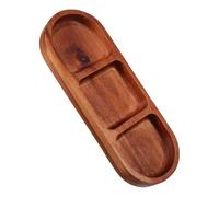 NIYANGLE Plato de Condimentos de Madera Maciza 3 Secciones Dividido para Evitar Mezcla de Sabores, Adecuado para Comidas Familiares y Servir Aperitivos Estilo Natural