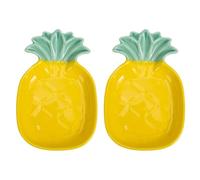 NIYANGLE Platos de Cerámica Diseño de Piña, Juego de 2 Piezas, Tazones para Mojar y Sazonar, Platos para Salsa de Soja y Condimentos, Ideales para Cocina, Hogar y Picnic