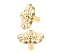 NIYANGLE Pomos de Latón Dorado Forjados Diseño Floral Vintage Tamaño Grande 35X20 MM Juego de 2 Piezas Tiradores Decorativos para Cajones Armarios y Muebles de Cocina