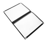 NIYANGLE Porta Menú de Hotel 6 Páginas 12 Caras Negro Costura Simple y Esquinas Metálicas, Libro para Menú de Restaurante y Bar, Tapa Resistente para Cartas de Bebidas y Comidas