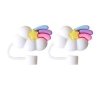 NIYANGLE Protector de Puntas de Pajita de Silicona, Tapa de Paja Color Claro Forma Linda, Fácil de Llevar y Resistente para Pajitas de 6-8 Mm, Paquete de 2