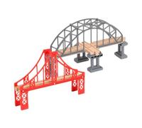 NIYANGLE Puente para Vías de Tren de Juguete 2 Unidades Color Rojo y Gris 4 Soportes Accesorio de Montaje para Maquetas de Trenes Repuesto para Circuito Infantil Compatible Vía