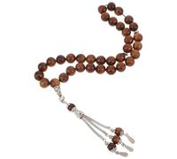 NIYANGLE Pulsera de Madera de Flores de Cuentas Tasbih Islámicas 33 Cuentas Grandes Natural, Hecha a Mano Estilo Medio Oriente Unisex, para Meditación y Fiestas de Ramadán