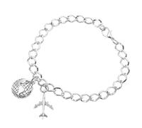 NIYANGLE Pulsera de Metal de Viaje para Hombres y Mujeres, Diseño Ajustable y Práctico en Aleación de Zinc Color Plata Significado Conmemorativo para Viajes