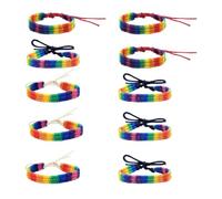 NIYANGLE Pulsera Estilo Arcoíris de Algodón Trenzado, 10 Piezas, Correa de Muñeca Colorida para Festival y Cumpleaños, Diseño Creativo y Único Varios estilos