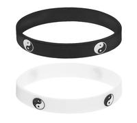 NIYANGLE Pulseras de Silicona Yin Yang 2 Piezas Unisex, Talla Única, Diseño Tai Chi en Tonos Claros y Negros, Accesorio Cómodo y Ajustable para Mujer y Hombre, Bisutería Casual de Goma