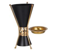 NIYANGLE Quemador de Incienso Sagrado Metálico Negro, Diseño Cónico de Tres Pilares, para Festival Eid y Decoración del Hogar, Porta Incienso Manual Adecuado para Altar y Escritorio