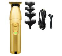 NIYANGLE Recortadora de Pelo Profesional para Hombre Batería 1400mah, Cuerpo Metálico Dorado y Agarre Cómodo para Corte Preciso y Estilizado Cable USB y 4 Peines