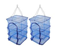 NIYANGLE Red Plegable para Secar Alimentos 2 Piezas Malla de Secado de Pescado 3 Capas y Diseño de Rejilla Cruzada Densa 35X35X65 CM Protección contra Insectos para Uso Hogar y