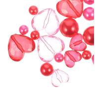 NIYANGLE Relleno para Jarrón Decorativo de 21 Piezas Perlas Rojas y Cuentas en Forma de Corazón, Material Seguro y Ligero para Decoración de Bodas, Fiestas y Hogar