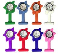 NIYANGLE Reloj de Bolsillo para Enfermeras y Doctores Diseño Colgante en Silicona Roja Forma de Girasol, Vigilancia Médica Sencilla y Delicada