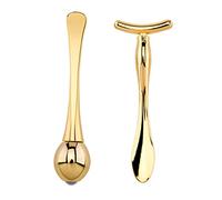 NIYANGLE Rodillo Facial y Barra de Masaje para Ojos 2 Piezas Tamaño Mini Zinc Color Dorado, Herramienta para Crema de Ojos y Mascarilla, Cuidado Facial Portátil para Mujer en Belleza