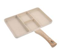 NIYANGLE Sartén de Cocina Antiadherente de Piedra de Maifan para Huevos y Carne Mango Cómodo, Sartén Dividida Multifunción para Desayuno, 24 Cm, Apta para Inducción, Fácil Limpieza