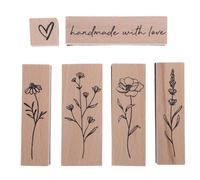 NIYANGLE Sello de Madera Estructura Sólida y Reutilizable 6 Piezas Diseño de Plantas y Flores Adecuado para Proyectos Escolares y Creación Artística