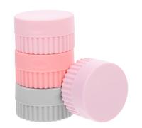 NIYANGLE Set de 4 Contenedores de Viaje de Silicona para Medicamentos, Pastillero Portátil Compacto en Colores Gris, Rosa, Rosa Púrpura y Rojo Sandía, Organizador Fácil de Limpiar