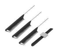 NIYANGLE Set de Peines de Punta y Pulsera Porta Horquillas Magnética Tamaño Medio para Profesionales y Uso Doméstico en Peluquería Herramientas Negras