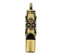 NIYANGLE Silbato de Latón Dorado en Forma de Calavera, Llavero Mini Fácil de Llevar Sonido Fuerte y Claro para Emergencias y Supervivencia
