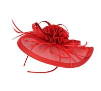 NIYANGLE Sombrero de Boda Rojo de Malla Ligero Velo, Tocado Fascinador para Mujer, 1 Pieza para Fiesta, Banquete y Ceremonia Elegante