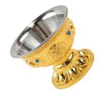 NIYANGLE Taza de Agua Budista, Copa de Ofrenda de Metal, Acero Inoxidable Aleación, Dorada, Desmontable, para Ofrendas Frente a Buda y Uso Doméstico