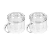 NIYANGLE Taza de Té Filtrante de Vidrio Resistente al Calor 300 Ml Tapa y Colador para Infusiones en Casa 2 Piezas