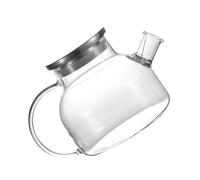 NIYANGLE Tetera de Vidrio Resistente al Calor de 1 Litro Tapa de Acero Inoxidable Jarra para Té y Leche Filtrante Tetera Doméstica para Cocina y Restaurante
