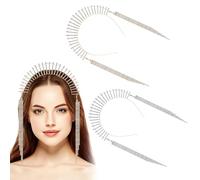NIYANGLE Tocado de Novia Diadema de Gemas de Imitación 2 Unidades Tamaño Único Dorado y Plateado para Mujeres Boda Fiesta Accesorios de Cabello Elegante