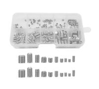 NIYANGLE Tornillos Prisioneros de Acero Inoxidable 200 Unidades M3-m8 Surtido sin Cabeza Extremo Plano, Juego de Tornillos Pequeños para Fijación Segura en Industria y Bricolaje