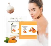 Niyantang Jabón de Cúrcuma,Jabón de Cúrcuma en Pastilla,Jabón Natural en Pastilla para Cara y Cuerpo,Jabón Limpiador Suave Hidratante y Calmante para Todo Tipo de Pieles (A)