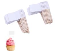 NIYATA - 100 banderas kraft curar dientes, mini etiquetas, bandera de palillos de dientes, etiqueta de queso para fiesta de bodas (blanco)