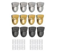 NIYATA - 12 cierres para bolso, cierre de bolsillo, cierre para bolso de ganchillo con 12 espaciadores, cierre para bolsas hechas a mano, duradero (oro, plata y negro)