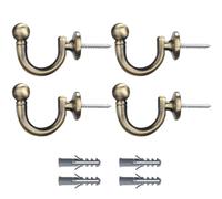 NIYATA 4 piezas - Abrazaderas de cortina de metal (cabeza redonda, 35 mm, ganchos de pared vintage para cortinas, ropa, bolsos (Bronze)