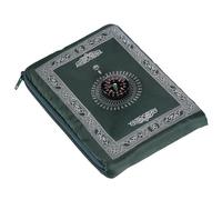 NIYATA - Alfombra de oración musulmana, color verde oscuro, alfombra de oración portátil, alfombra de oración de bolsillo con brújula, alfombra de oración viaje, 60 x 100 cm, alfombra plegable con