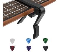NIYATA - Juego de 7 Cejilla Capodastre de Guitarra Clásica con Guitarra de Mediador, Guitarra Eléctrica, Funciona con Guitarras, Clásicas y Eléctricas, así como con Ukelele (Negro)