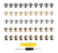 NIYATA - Lote de 51 patas de mano, remache de tornillo, remaches para piel para golpear, con 1 destornillador, 8 mm, accesorios decorativos, apto para bolsas de bricolaje, en forma de cubo (5 colores)