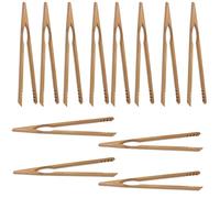 Niyata - Pinzas de bambú de 12 piezas, 17,8 cm, pinza de cocina reutilizable de madera, utensilios de cocina, pinza de cocina de madera, ideal para tostadora, pan, fruta, encurtidos
