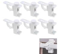NIYATA - Soporte de pinza para cortinas, barra de 6 piezas, color blanco | Soporte de barra transversal ajustable,Accesorio de cortina sin perforación para barra de cortina