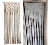 NIYATA Tapiz bohemio grande - Beige Boho 65 x 200 cm, cortina de hilos para puerta, ventana de macramé