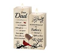 Niyewsor Regalos conmemorativos para papá - Portavelas conmemorativos por la pérdida de papá, regalos de condolencias por la pérdida del padre, duelo, portavelas de madera en memoria de la pérdida del