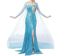 NIYIGEJI Womon Halloween Cosplay Frozen Elsa Princess Costume Stage Costume blue/L