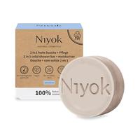 Niyok 2 en 1 ducha fija + cuidado Sensitiv 80 g cosmética natural | Sin perfume, pH 5,5, Cosmos Natural, para pieles sensibles, para cuerpo y manos, embalaje sin plástico