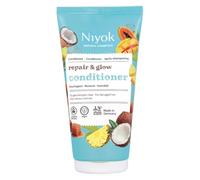 Niyok Acondicionador Repair & Glow 150 ml - Acondicionador para cabello dañado, hidratación intensa, mejor peinado, más suavidad y brillo, aroma a coco, fabricado en Alemania