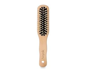 Niyok Cepillo alargado de madera • Cepillo de madera natural con botones de madera • Cepillo de madera para todo tipo de cabello • Cepillo de pelo sostenible de madera FSC • Vegano, sostenible y sin
