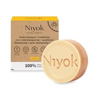Niyok® Champú y acondicionador firme 2 en 1, neutro para la piel, vegano, sin plástico, cabello normal a fino, mejor peinabilidad, vitamina, 80 g