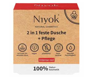 Niyok Ducha sólida 2 en 1 + cuidado - Rojo intenso 80 g