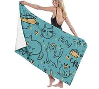 NiYoung Toalla de Playa para niños y niñas, Toalla de baño Duradera y Absorbente de Agua, Toallas de baño de Microfibra, Lindos Gatos y Gatitos, Toalla de Viaje de Secado rápido para natación,