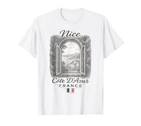 Niza Costa Azul Ventana Vintage Recuerdo Francia Camiseta