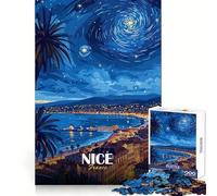 Niza, Francia︰ Rompecabezas de Paisaje Urbano Nocturno Estrellado para Adolescentes, 1000 Piezas, Juguete de lógica, diversión Familiar, Corte de precisión, (50x75cm)