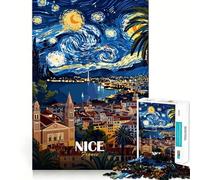 Niza, Francia, Rompecabezas para Adultos Inspirado en La Noche Estrellada, 1000 Piezas, Juguete para la Mente, Tiempo de relajación, Corte de Calidad, Regalo preciado (38x26cm)