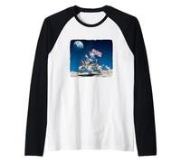 Niza Luna y vehículo Espacial con Vista a la Tierra para Hombre y Mujer Camiseta Manga Raglan